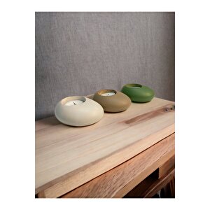 Three Drops Beton Tealight Mumluk 3'lü Set  Alaçatı-vizon-avokado