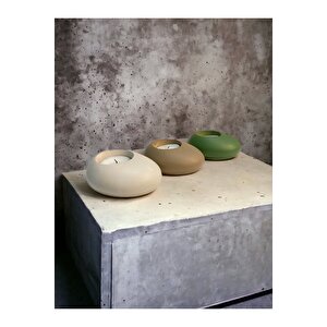 Three Drops Beton Tealight Mumluk 3'lü Set  Alaçatı-vizon-avokado