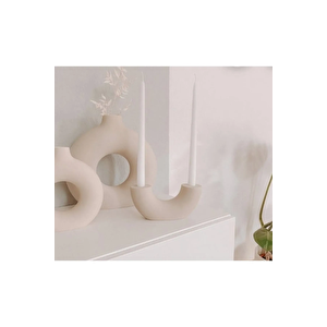 Horn U Şamdan Mumluk | Beyaz | Beyaz