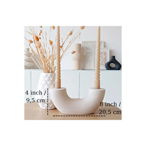 Horn U Şamdan Mumluk | Beyaz | Beyaz