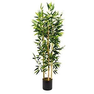 Yapay Yoğun Yapraklı Dekoratif Bambu Ağacı 3 Gövde 120cm