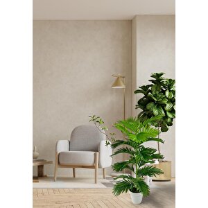 Yapay Çiçek Tropik Areka 80cm 23 Yapraklı Salon Çiçeği Beyaz Saksılı Yapay Bitki