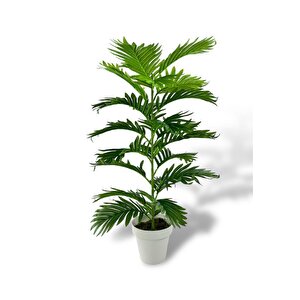 Yapay Çiçek Tropik Areka 80cm 23 Yapraklı Salon Çiçeği Beyaz Saksılı Yapay Bitki