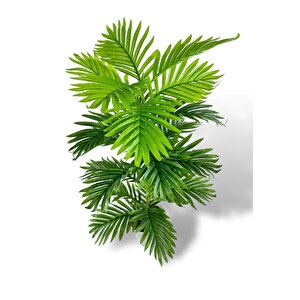 Yapay Çiçek Tropik Areka 80cm 23 Yapraklı Salon Çiçeği Beyaz Saksılı Yapay Bitki