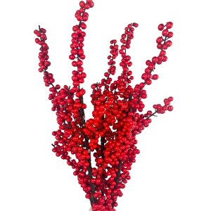 Yapay Çiçek Kokina Uzun Dal 90cm Yılbaşı Çiçeği Red Berry