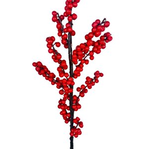 Yapay Çiçek Kokina Uzun Dal 90cm Yılbaşı Çiçeği Red Berry