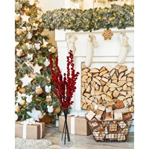 Yapay Çiçek Kokina Uzun Dal 90cm Yılbaşı Çiçeği Red Berry