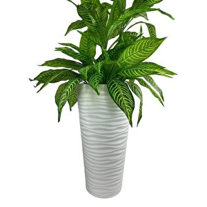 Yapay Çiçek Yukka Sarı Damarlı Salon Bitkisi Beyaz Uzun Kumsal Vazoda 120cm 60yaprak