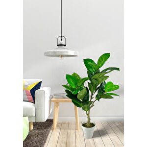 Yapay Çiçek Kauçuk Ağacı 85cm Salon Çiçeği Beyaz Saksılı Yapay Bitki