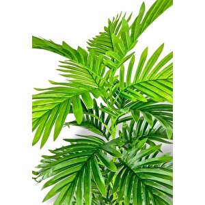 Yapay Çiçek Areka Palmiye Ağacı 85cm 2dal Salon Çiçeği Beyaz Saksılı Yapay Bitki