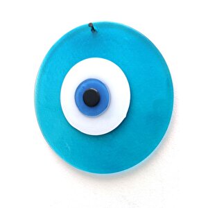 Büyük Boy Turkuaz Cam Nazarlık Nazar Boncuğu Lüks Kalite 20 Cm Çap Dış Cephe