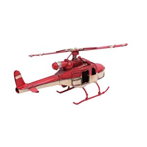 Helikopter Metal Vintage Dekoratif Masaüstü Biblo Hediyelik