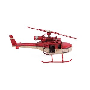 Helikopter Metal Vintage Dekoratif Masaüstü Biblo Hediyelik