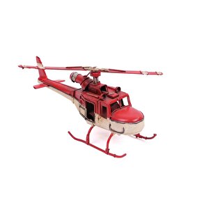 Helikopter Metal Vintage Dekoratif Masaüstü Biblo Hediyelik