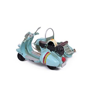 Dekoratif Metal Scooter Sepetli Vintage Biblo Ev Ofis Hediyelik