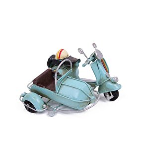 Dekoratif Metal Scooter Sepetli Vintage Biblo Ev Ofis Hediyelik