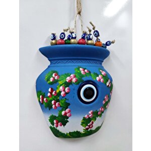 Küp Figürlü Çiçek Desenli Dekoratif Duvar Süsü Nazarlık 12x13