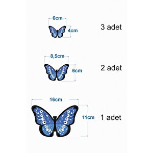 Dekoratif Ahşap Altılı Benekli Mor Kelebek Duvar Dekoru