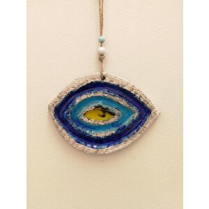 Seramik Mini Göz Nazarlık Dekoratif Duvar Süsü 11x14 Cm