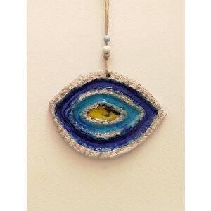 Seramik Mini Göz Nazarlık Dekoratif Duvar Süsü 11x14 Cm