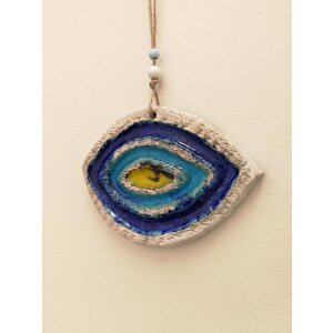Seramik Mini Göz Nazarlık Dekoratif Duvar Süsü 11x14 Cm