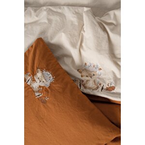 Cuddly Nakışlı Bebek Nevresim Takımı Clever Bej