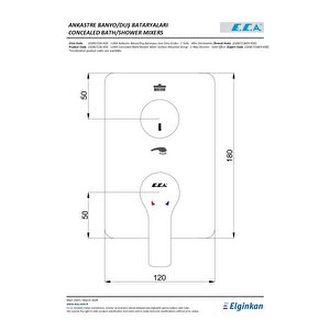 Eca Luna Ankastre Altın Banyo Banyo Bataryası Sıva Üstü Grubu - 2 Yollu 102867236-kde