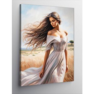 Kanvas Tablo Rüzgarlı Kadın 100x140 cm
