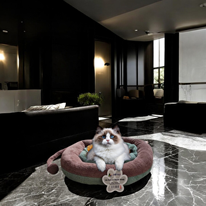 Lüks Kedi̇ Ve Köpek Yataği Kuyruklu Su Yeşi̇li̇ Gülkurusu