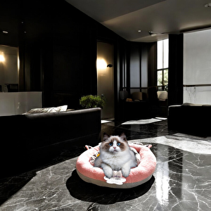 Lüks Kedi̇ Ve Köpek Yataği Kuyruklu Gri̇ Pembe