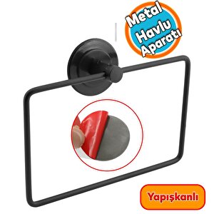 Metal Bez Havlu Askısı Paslanmaz Siyah Bez Havluluk Aparatı Yapışkanlı Lavabo Banyo Mutfak Standı