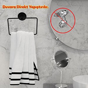 Metal Bez Havlu Askısı Paslanmaz Siyah Bez Havluluk Aparatı Yapışkanlı Lavabo Banyo Mutfak Standı