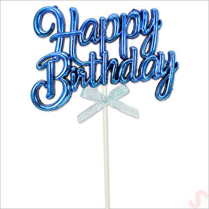 Happy Birthday Pasta Süsü, 23cm X 12,5cm - Mavi
