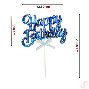 Happy Birthday Pasta Süsü, 23cm X 12,5cm - Mavi