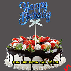 Happy Birthday Pasta Süsü, 23cm X 12,5cm - Mavi