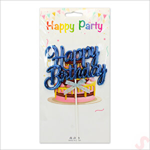 Happy Birthday Pasta Süsü, 23cm X 12,5cm - Mavi