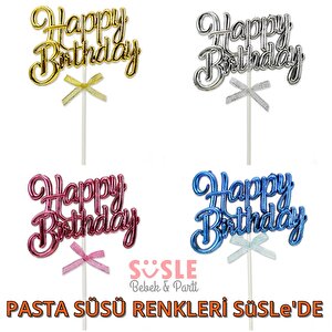 Happy Birthday Pasta Süsü, 23cm X 12,5cm - Mavi