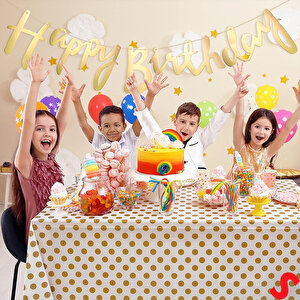 Happy Birthday Parlak Karton Kaligrafi Banner, 2 Mt - Altın