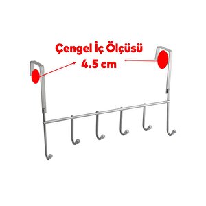 Kapı Arkası Askılık Elbise Havlu Asma Askı Metal 6'lı Tekli Banyo Lavabo Sağlam Aparat Gri