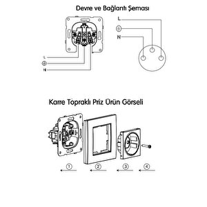 Karre Krem Topraklı Priz