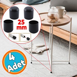 4 Adet Masa Sandalye Sehpa Ayak Tapası Tıpa Papuç Takoz Yuvarlak Siyah 25 Mm Parke Zemin Koruyucu