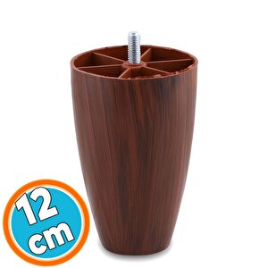 Mobilya Yükseltici Kanepe Ünite Koltuk Ayağı Baza Ayakları Ceviz Desen Plastik Ayak 12 Cm 4 Adet