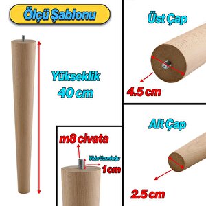 4 Adet Aparatlı Ahşap Mobilya Ayağı 40 Cm Sehpa Zigon Orta Masa Puf Tabure Tv Ünitesi Ayakları M8