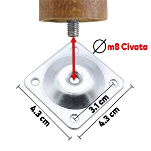 4 Adet Aparatlı Ahşap Mobilya Ayağı 50 Cm Sehpa Zigon Orta Masa Puf Tabure Tv Ünitesi Ayakları M8