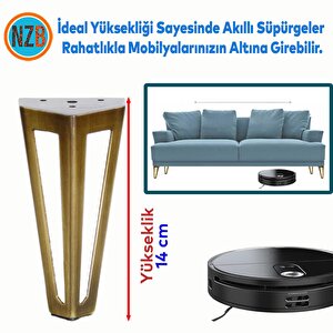 Mobilya Koltuk Baza Puf Kanepe Tv Ünite Masa Ayağı Ayakları Metal Ayak 14 Cm Antik Sarı