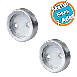 Yuvarlak Askı Flanşı Metal Kapaklı Flanş Dolap Elbise Askı Aparatı Krom (2 Adet)