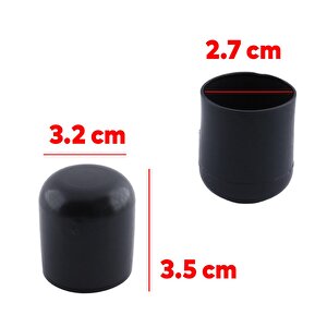 Masa Sandalye Sehpa Ayak Tapası Tıpa Papuç Takoz Yuvarlak Siyah 32 Mm Parke Zemin Koruyucu 4 Adet