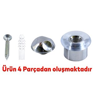 Kapı Stoperi Kapı Altı Durdurucu Tutucu Tamponu Silikonlu Contalı Stopu Vidalı Parlak Krom 35 Mm