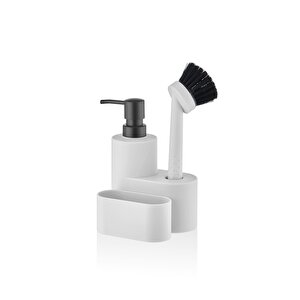 Round Sıvı Sabunluk Seti Beyaz