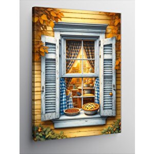 Kanvas Tablo Pencere Ve Kekler 100x140 cm